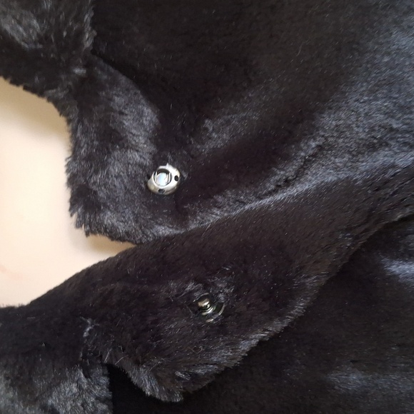 Dialogue Black Faux Fur Jacket with Hidden Snaps & 3/4 Sleeves “My Fair Lady” XL - Picture 4 of 10